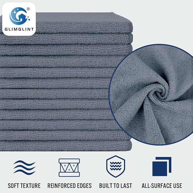 GLIMGLINT Microfiber Cleaning Cloth, 12 Pack Towels - Image 3