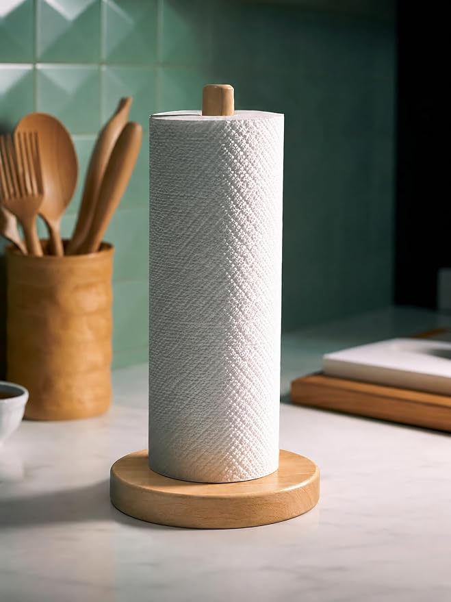 KitchLife Wooden Paper Towel Holder Countertop, Fits Jumbo Roll by OverDoorHooksKitchenSupplies