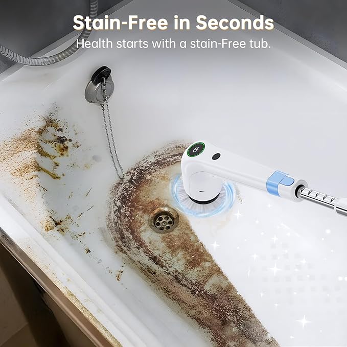PUFTEM Electric Spin Scrubber, Cordless Shower Scrubber, Adjustable Handle | - Image 3