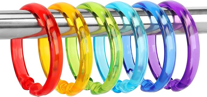 Colorful Shower Curtain Hooks by Qulable
