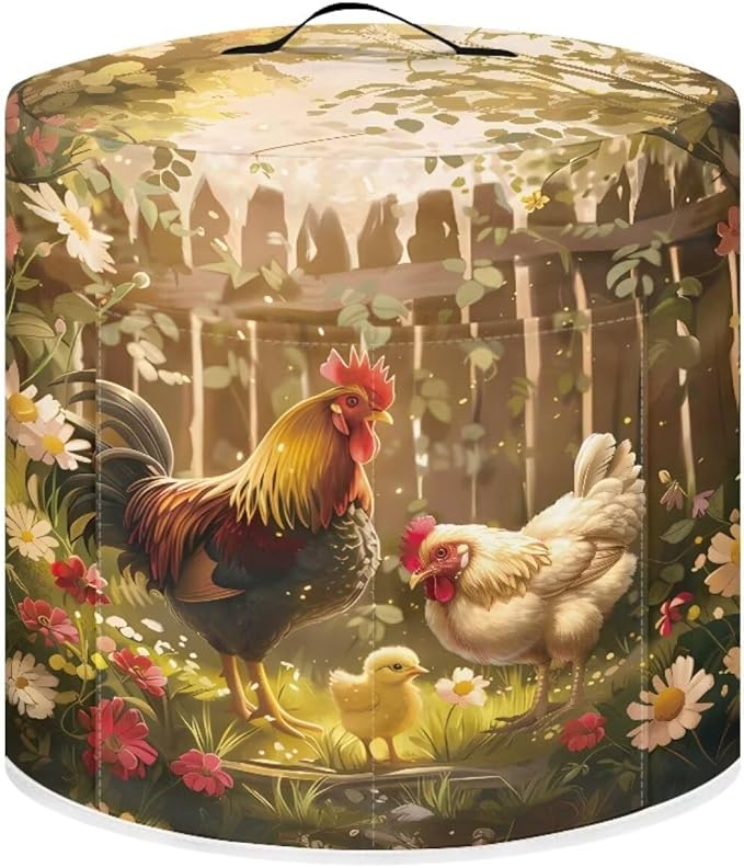 Chicken Air Fryer Cover for 6 Quart Electric Pressure Cooker with Pocket, Dust-proof Appliance Covers for Kitchen Counter Small Appliance Accessories with Pockets