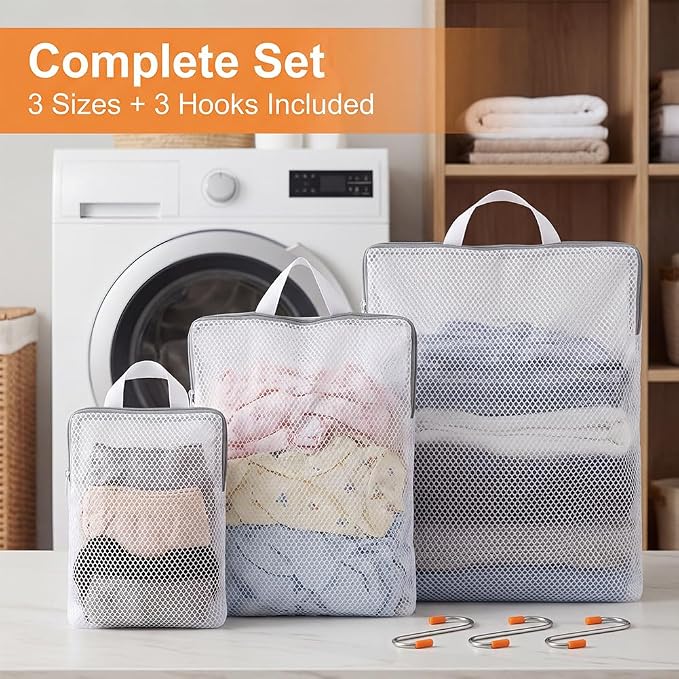 3 Pcs Mesh Hanging Laundry Bags - Image 7