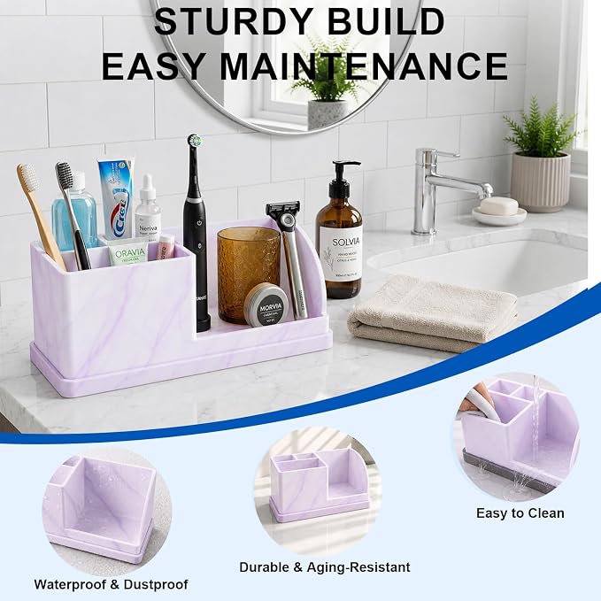 Bathroom Toothbrush Holders, 4 Slots Silicone Counter Organizer Storage - Image 3