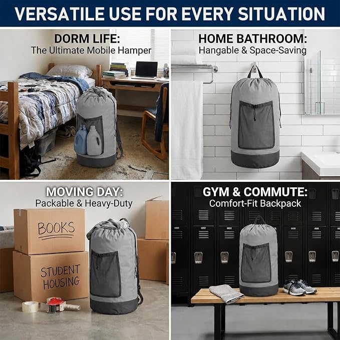 Backpack Laundry Bag, Durable polyster Laundry Backpack Bag - Image 4