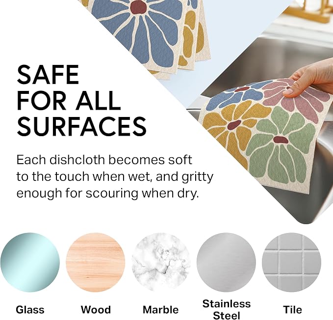 Swedish Wholesale Dishcloths Reusable 8" x 7" Sponge Cloths, Bulk 10 Pack of - Image 3