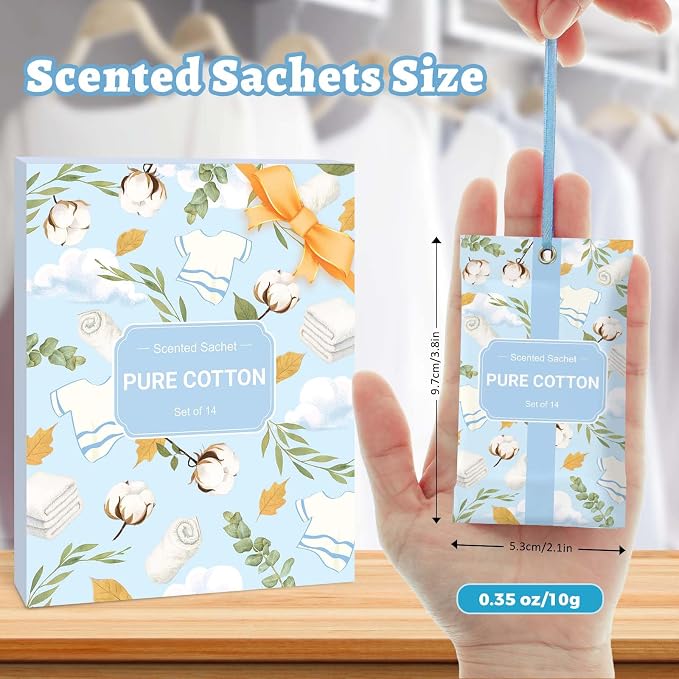 STRN Scented Sachets for Drawer and Closet, Pure Cotton Scent 14-Pack - Image 4