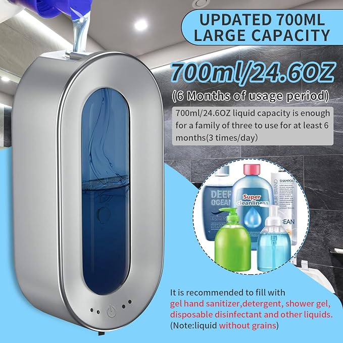Automatic Soap Dispenser Touchless, Haiaoxonr 700ml Wall Mounted soap Dispenser - Image 5