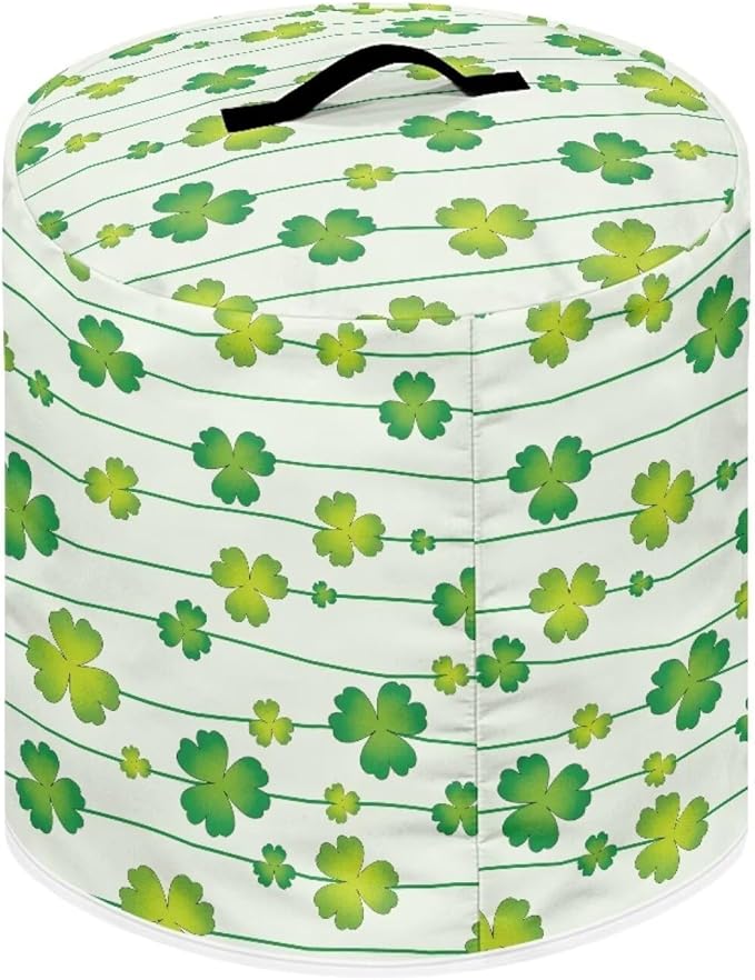 Xoenoiee Green Shamrock Stripes Print Kitchen Appliance Dust Cover with Pockets, Electric Pressure Cooker Cover Compatible with Crock Pot for St.Patrick's Day Decor, Rice Cooker Covers, for 8 Qt