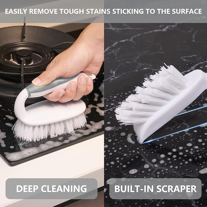 Scrub Brush Set, 4 Pack Deep Cleaning Brush Kit, 2 Tile & Grout Brush - Image 3