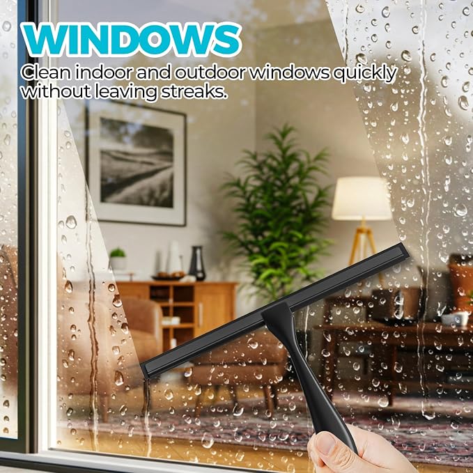 Shower Squeegee for Glass Doors, Tile Walls, Mirrors and Windshields | 9.5" - Image 4