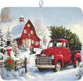 Giwawa Red Truck Dish Drying Mat Winter Xmas Tree Drainer Rack Pad 16"x18" by Giwawa