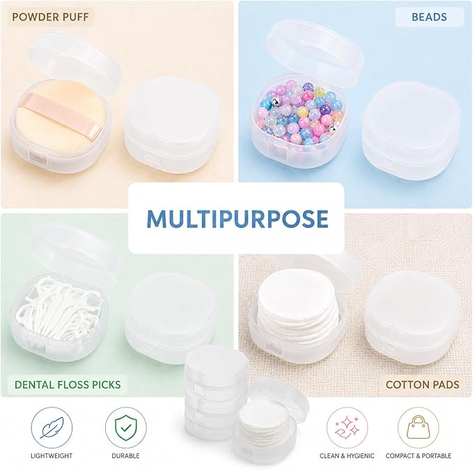 4 Pcs Cotton Round Holder Plastic Makeup Sponge Case - Image 3
