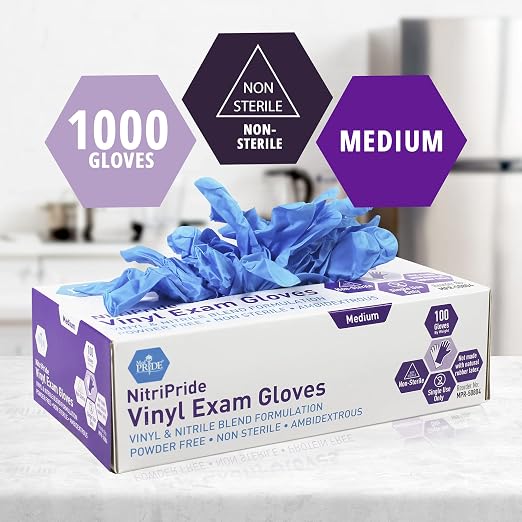 MED PRIDE Nitrile/Vinyl Blend Exam Gloves, Powder-Free - Image 2