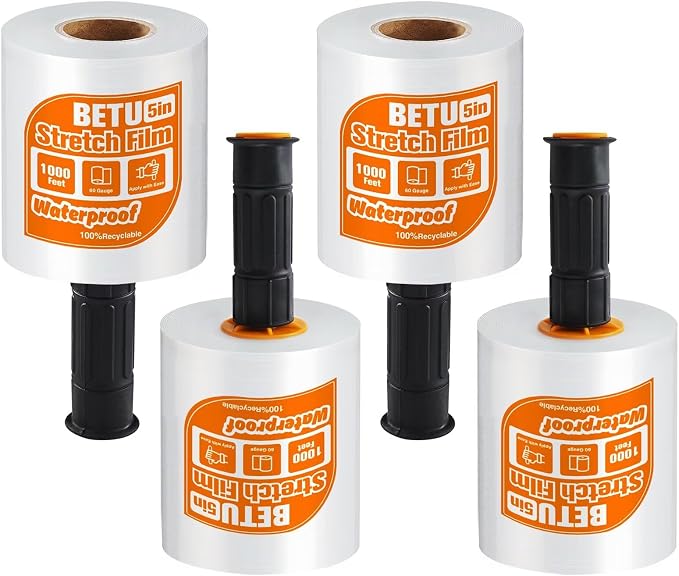 Stretch Film Shrink Wrap for Moving Supplies x 1000ft, Industrial Strength by BETU