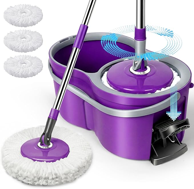 Spin Mop and Bucket with Wringer Set, Masthome 360°Spinning Bucket System with by Masthome