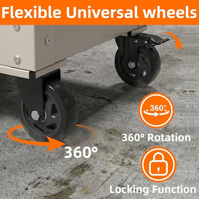 3-Tier Gauge Stainless Steel Multi-Functional cart, 1100-pound Heavy-Duty Wheeled Service cart, Wheeled Rolling Tool cart, Suitable for Mechanics, garages, workshops, Warehouses