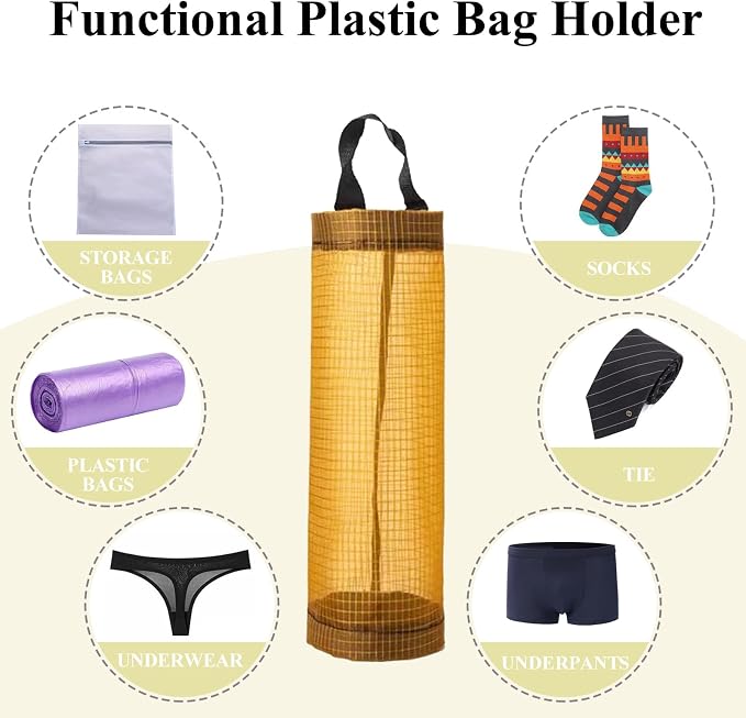 Plastic Bag Holder, Mesh Grocery Bag Holder Hanging Storage Bag Dispenser - Image 4