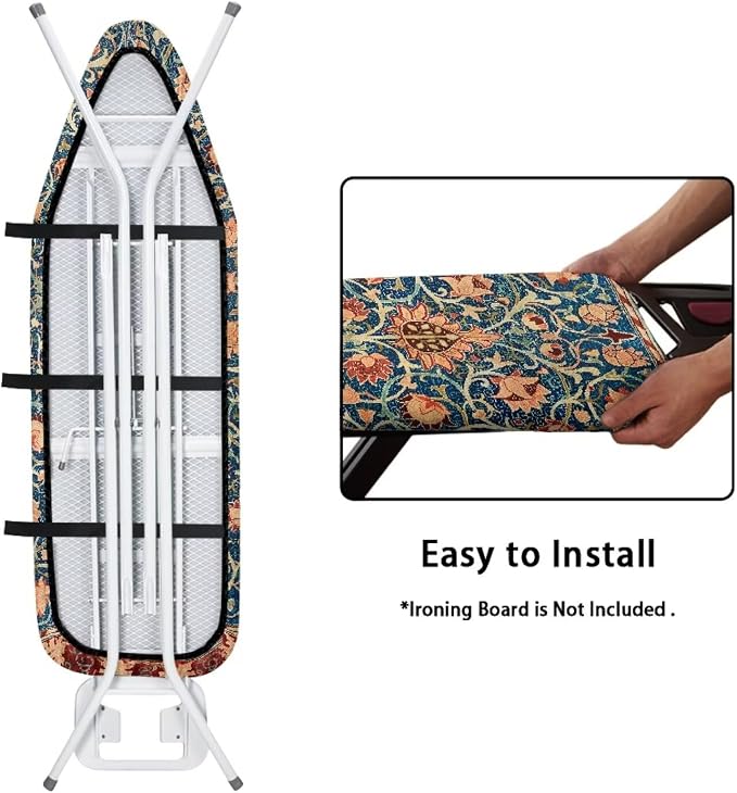 William Morris Pattern Polyester Ironing Board Cover Hook & Loop Elastic Edge - Image 5