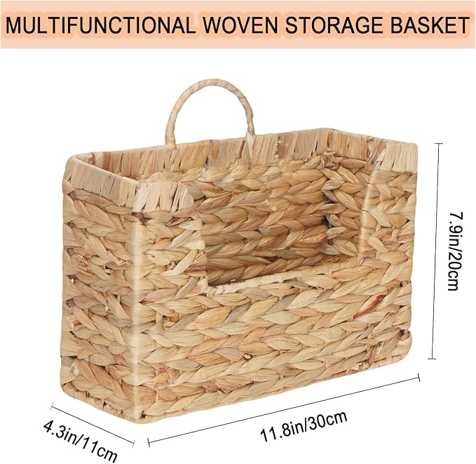 Extra-Strong Woven Wall Hanging Basket Organizer Decorative Handwoven Wicker - Image 5
