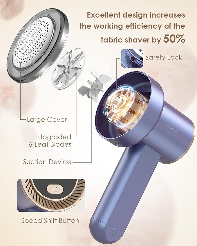 HOMEASY Fabric Shaver, Rechargeable Lint Remover - Image 3