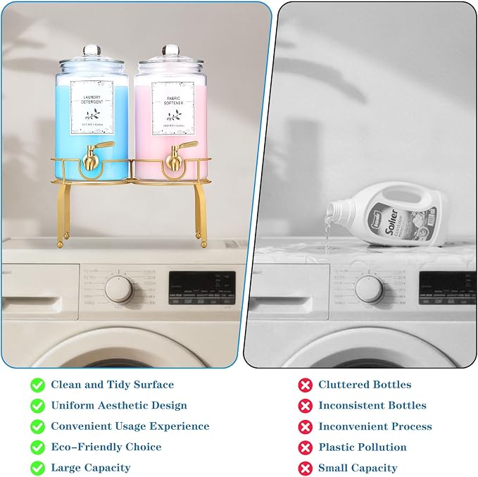 Glass Laundry Detergent Dispenser- 1 Gallon Glass Fabric Softener Dispenser - Image 6