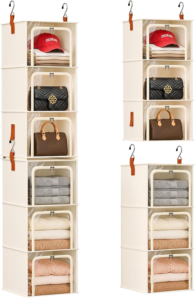 6-Tier Modular Hanging Closet Organizer Shelves, Front Opening, Fabric Vertical by Homsorout