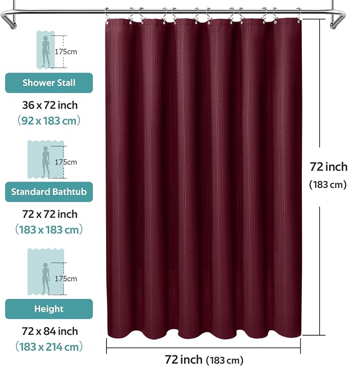 Vipfree 3 in 1 Shower Curtain Set, Waffle Shower Curtain and Liner Set - Image 6