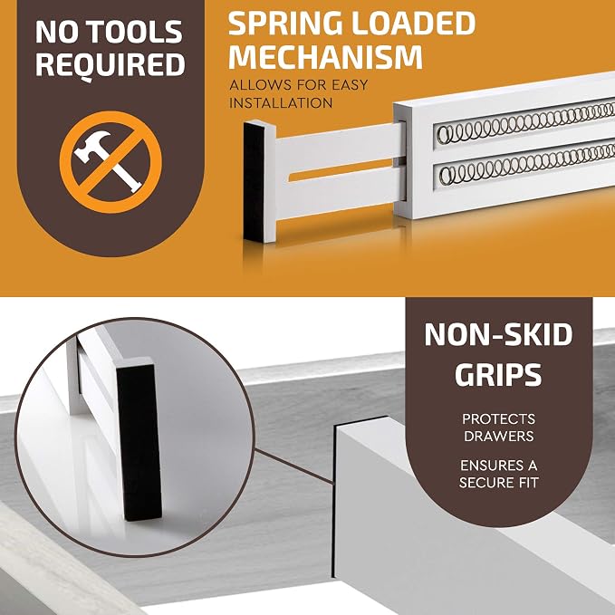 6-Pack Drawer Dividers 2.6-Inch High Dresser Organizer 16 to 22 Inch, Spring - Image 5