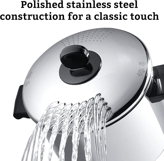 Farberware 70755 Classic Series Stainless Steel 8-Quart Covered Straining Stockpot with Lid, Stainless Steel Pot with Lid, Silver