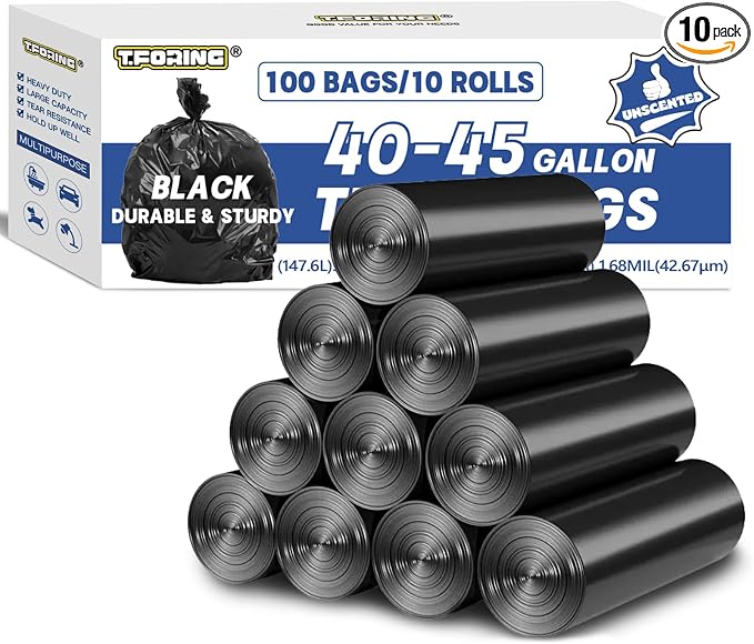 40-45 Gallon Trash Bags Heavy Duty, 1.6 Mil, Fit 150 by TFORING%C2%AE