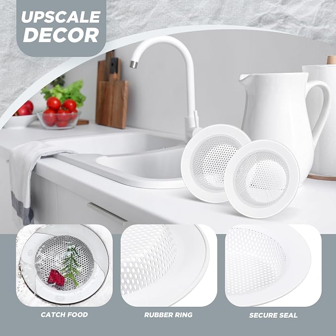 Retisee 2 Pcs Kitchen Sink Drain Strainer 4.4 Inch, Porcelain White - Image 4