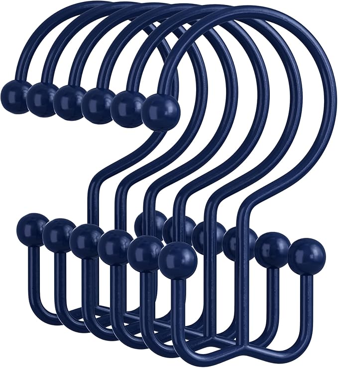 Amazer Navy Blue Shower Curtain Hooks, Rust-Resistant Metal Shower Hooks Shower by Amazer