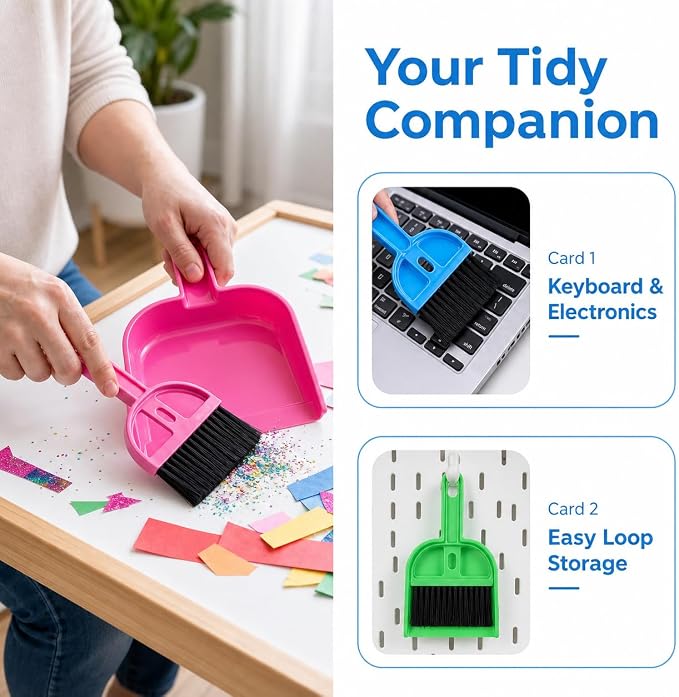 TOPZEA 6 Pack Mini Dust Pan and Brush Set, Mini Hand Broom Dustpan Set Hand - Image 4