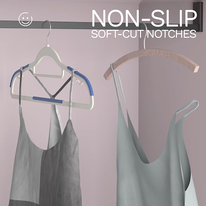 60 Pack Heavy Duty Plastic Hangers, Non Slip Clothes Hangers - Image 6