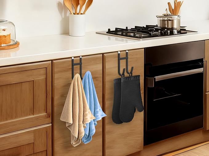Double Over Door Steel Hooks 2 Pack Fit 1-3/8" Door 5.5" Black | Plastic Coated - Image 7