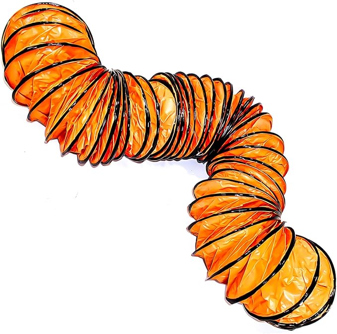 12"×33FT PVC Flexible Duct Hose, Flame Retardant HVAC Ducting with Adjustable Rope, D Hook & Steel Support for Ventilation, Exhaust, Drying, and Cooling Applications
