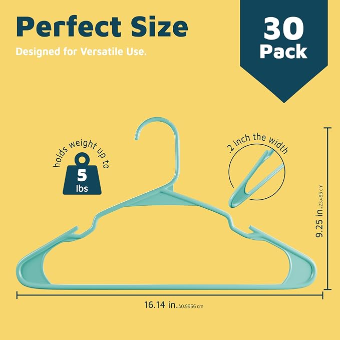 Lifemaster Plastic Clothes Hangers – Heavy Duty Hanger Set, - Image 2