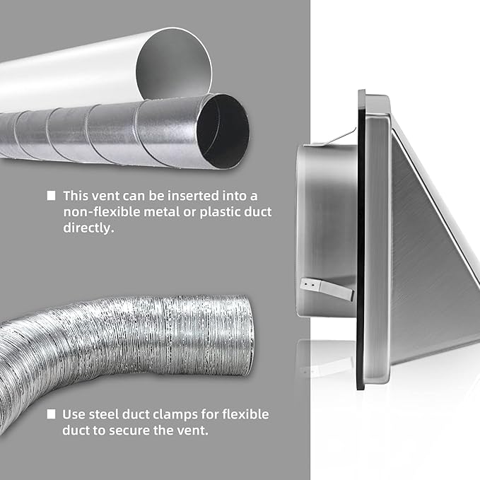 5-Inch External Extractor Wall Vent Cushioned Non Return Flap
