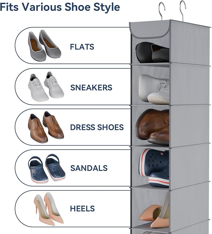 Whitmor Hanging Shoe Organizer, 8 Shelves-Hanging Closet Organizer, Hanging - Image 4