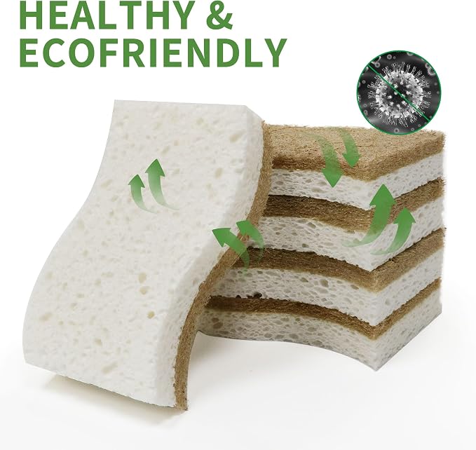 16 Pack Biodegradable Natural Dishsponge Kitchen Sponges | Compostable - Image 4