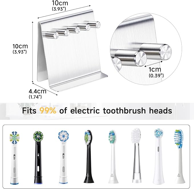 Electric Toothbrush Head Holder Adhesive or Tabletop, Tooth Brush Holder - Image 9