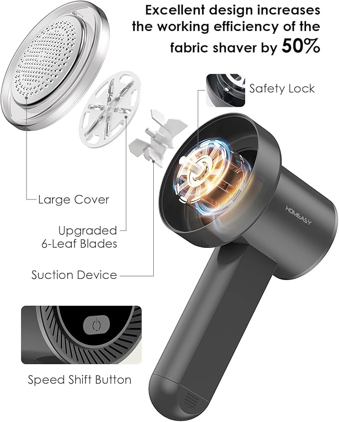 HOMEASY Fabric Shaver, Rechargeable Lint Remover - Image 3