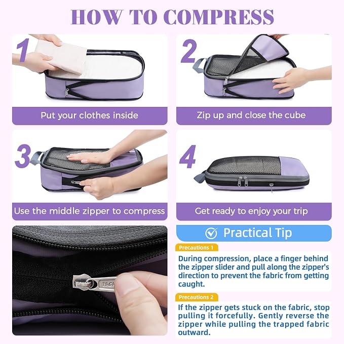 BAGAIL 4 Set/6 Set/8 Set Compression Packing Cubes Travel Accessories - Image 6
