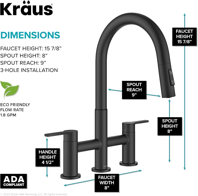 KRAUS Oletto Bridge Kitchen Faucet - Image 4
