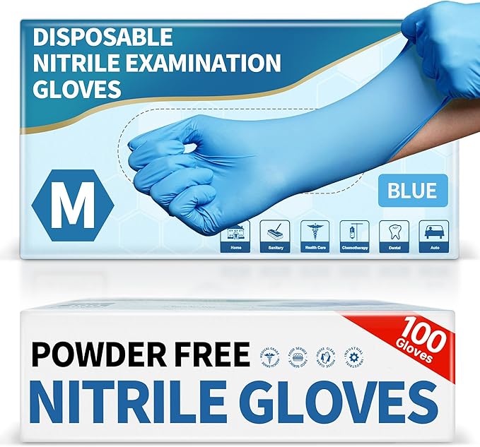 Medical Blue Nitrile Disposable Exam Gloves 4Mil Latex & Powder-Free | Flex • by Medguy