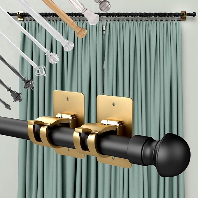 2 Pieces Self Adhesive Curtain Rod Bracket, Universal Plastic Curtain Rod - Image 7
