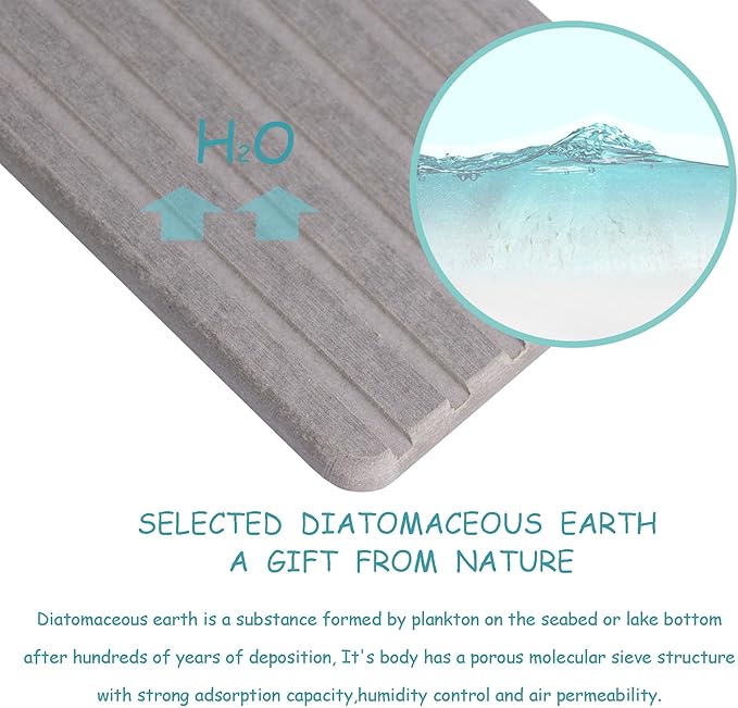 2 PCS Water Absorbent diatomite Coasters, 8.3" x 4" Water Absorbing Stone Tray for Sink, Stone Drying mat for Kitchen Counter, Stone soap Tray Used for Hand Soaps & toiletries & Plants