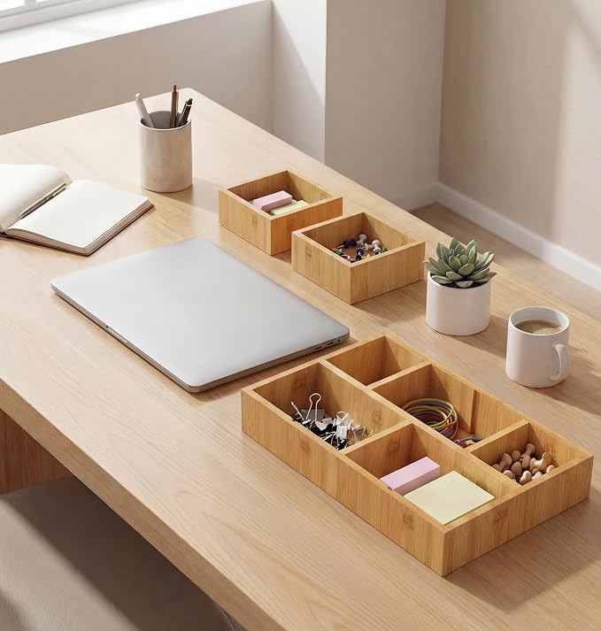 KOCWELL Bamboo Desk Drawer Organizer - Image 7