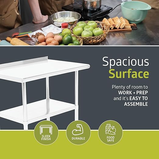 Pearington NSF Certified Stainless Steel Kitchen Prep and Work Table, Commercial Work Table for Restaurant and Home, 36" x 24", Stainless Steel