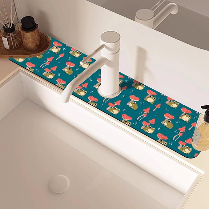 Cute Frog and Mushrooms Dish Drying Mat - Image 2